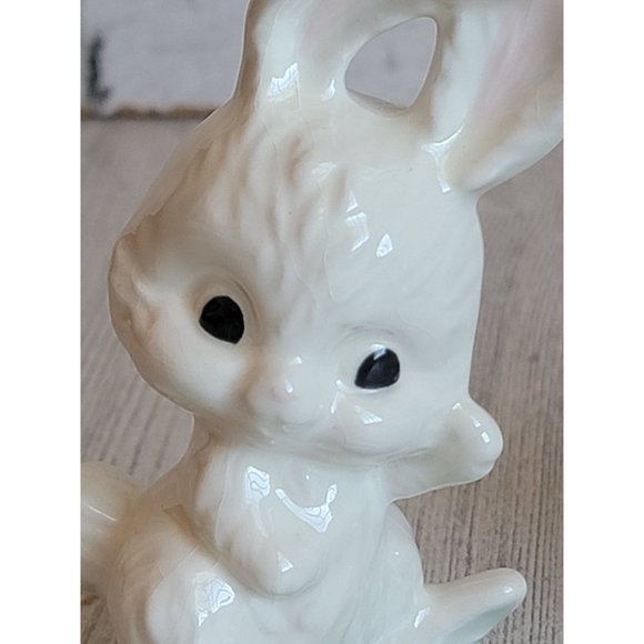 Ceramic Easter Bunny mini rabbit couple bird flower set - Picture 4 of 10